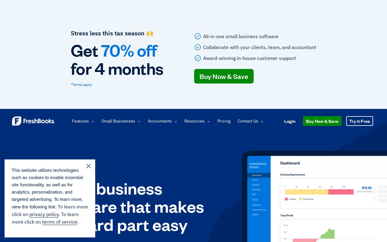 Screenshot of freshbooks.com