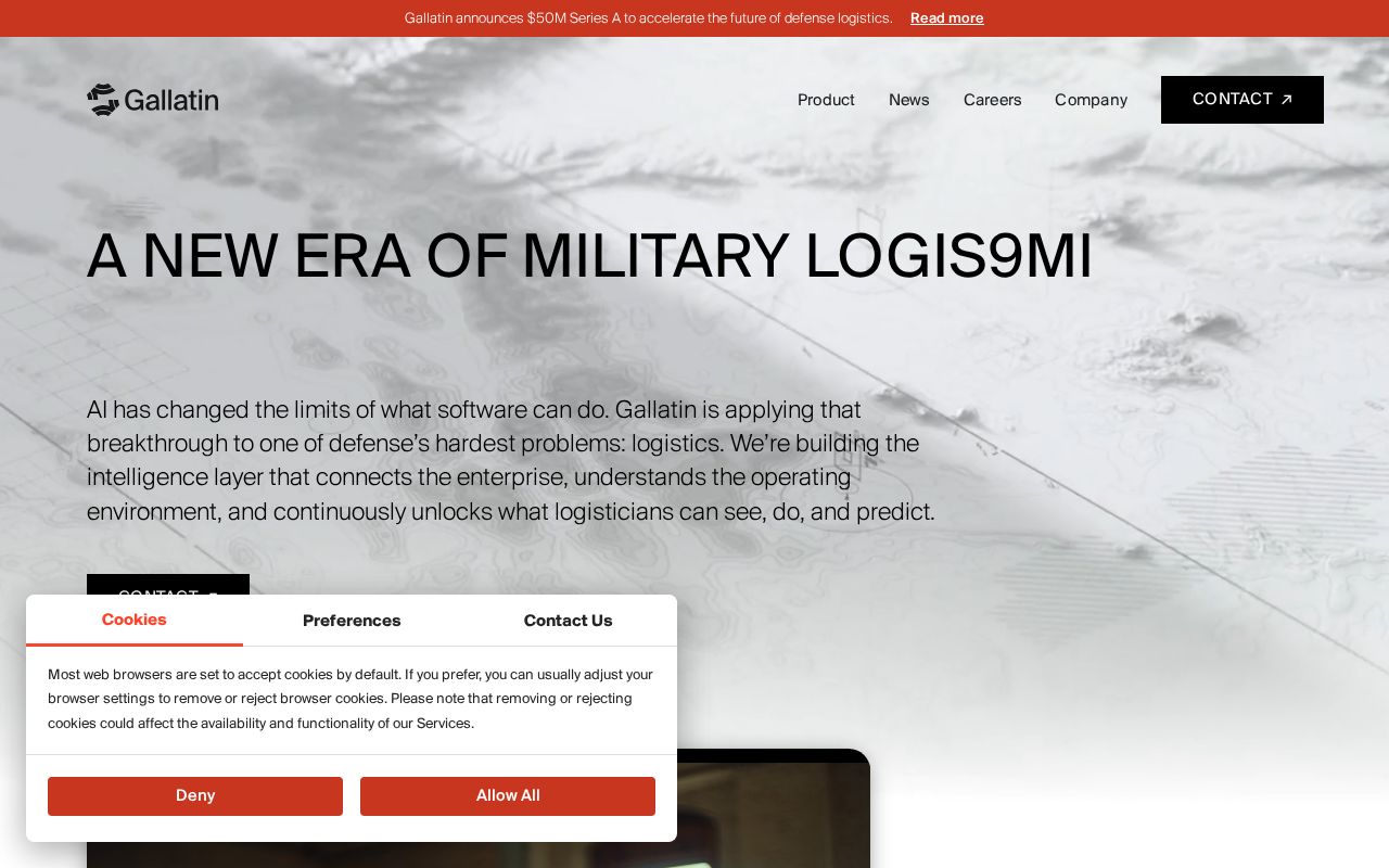 The gallatin.ai homepage, first screen