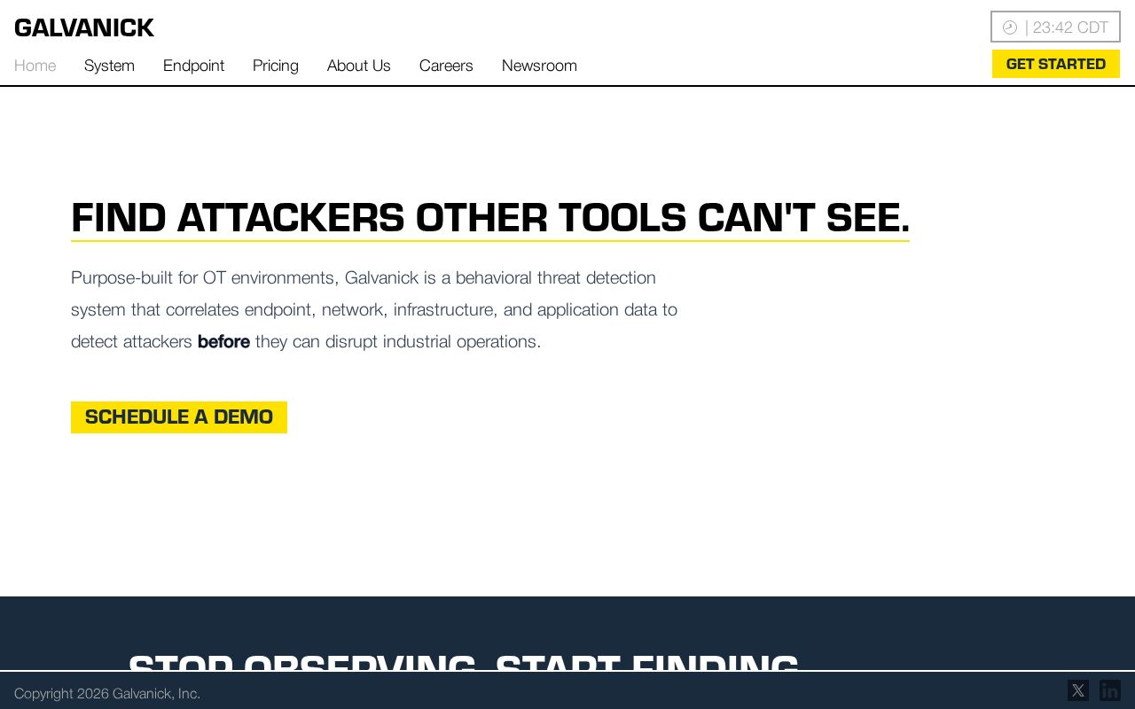 The galvanick.com homepage, first screen