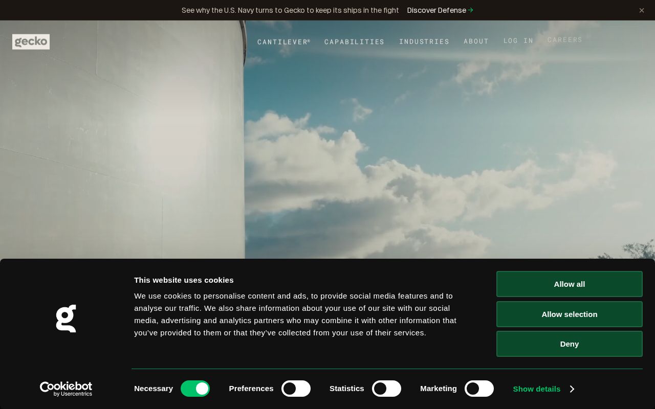 The geckorobotics.com homepage, first screen