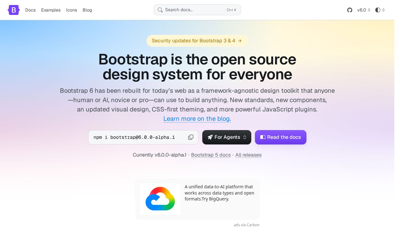 Screenshot of getbootstrap.com
