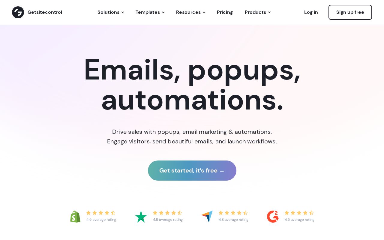 Screenshot of getsitecontrol.com