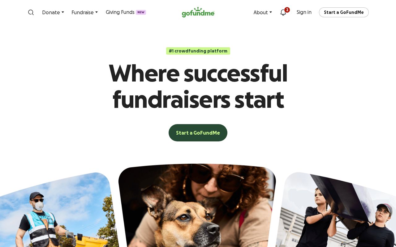 Screenshot of gofundme.com