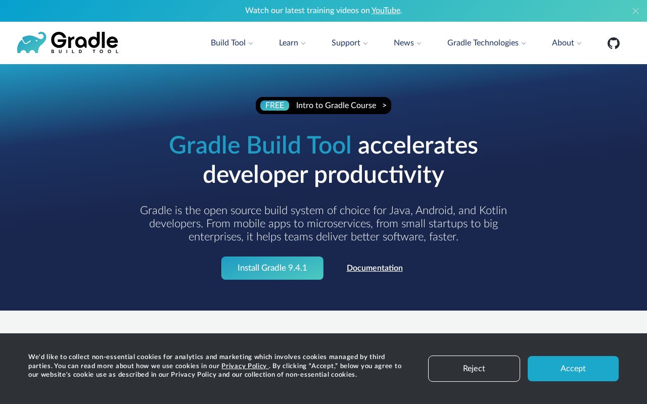 Screenshot of gradle.org