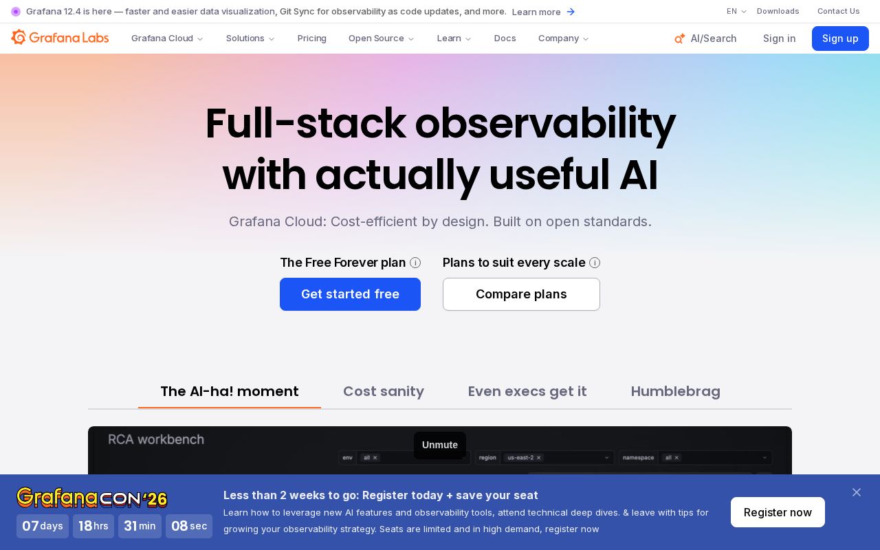 Screenshot of grafana.com