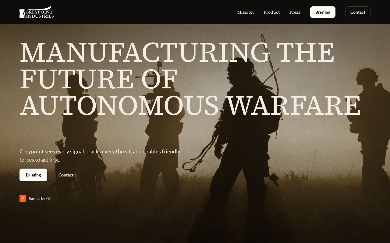 The greypointindustries.com homepage, first screen