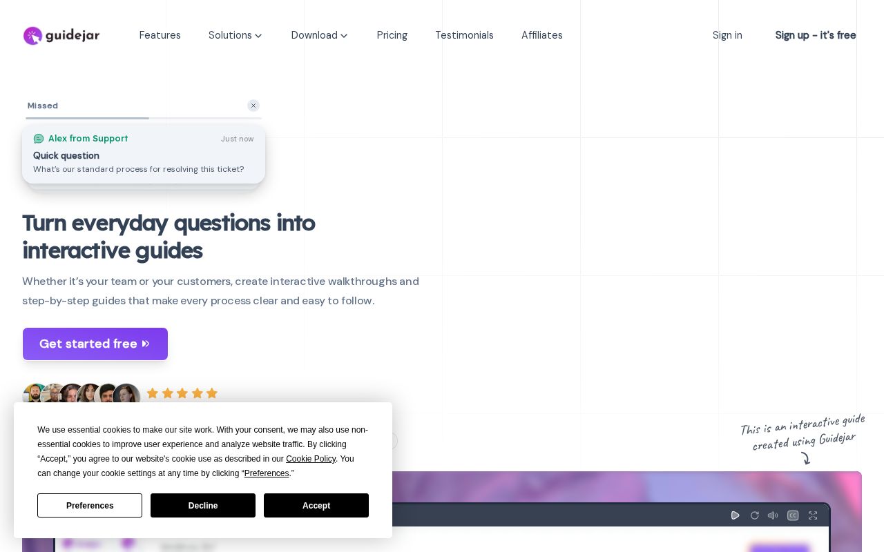 Screenshot of guidejar.com
