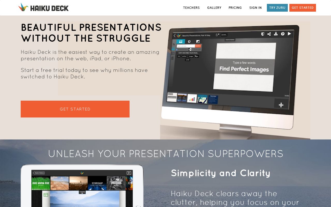 Screenshot of haikudeck.com