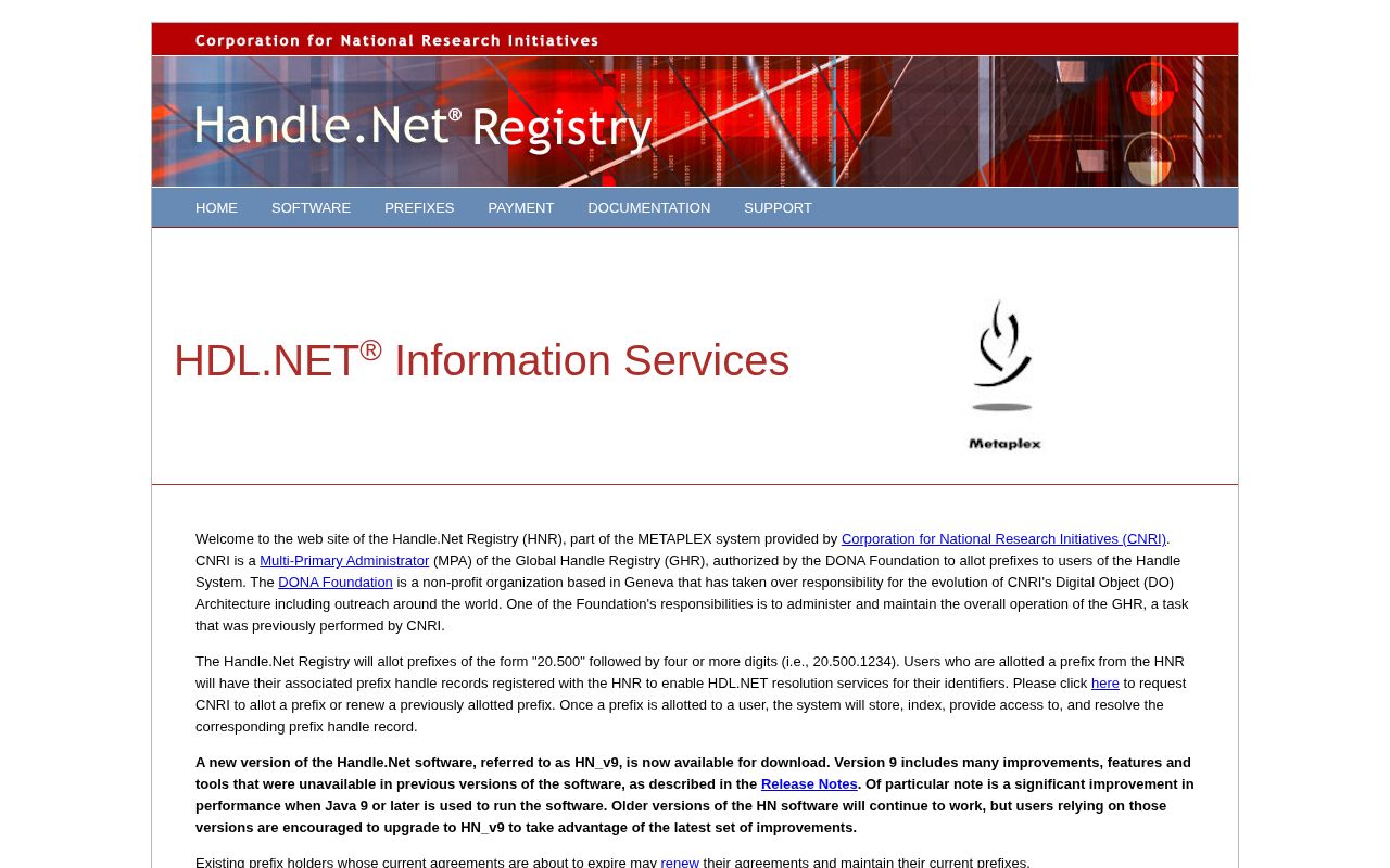 Screenshot of handle.net