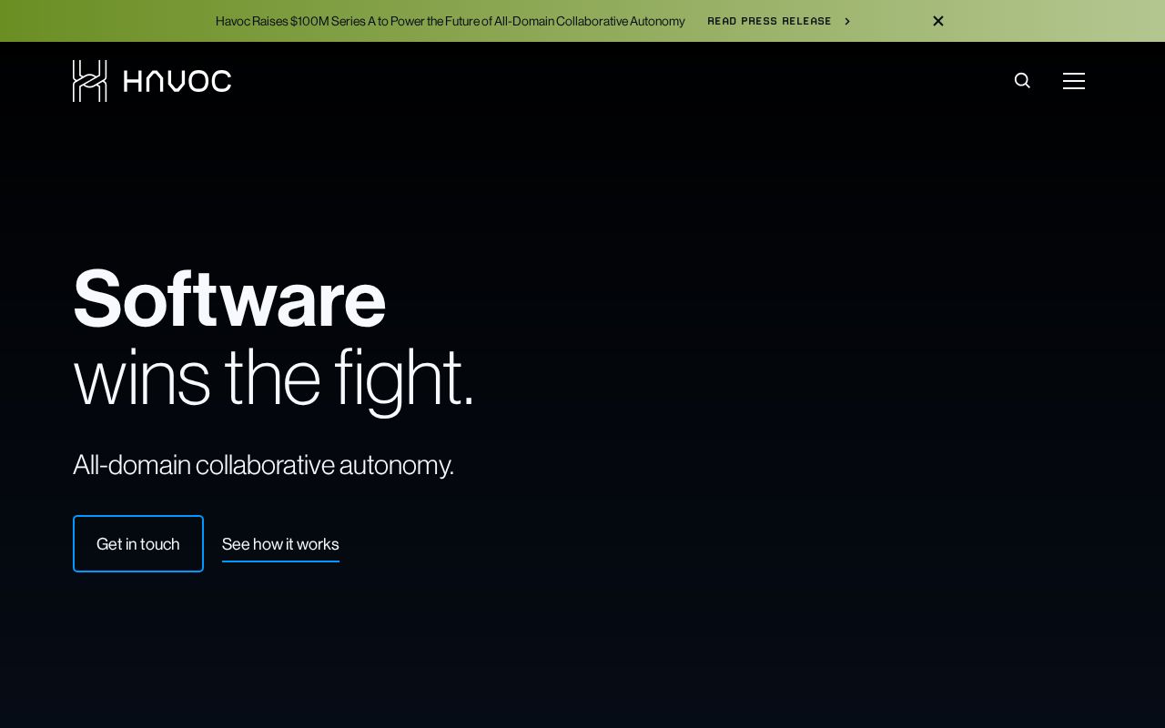 The havocai.com homepage, first screen