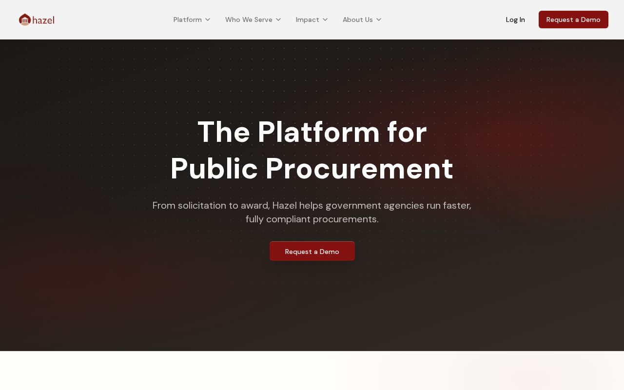 The hazelai.com homepage, first screen