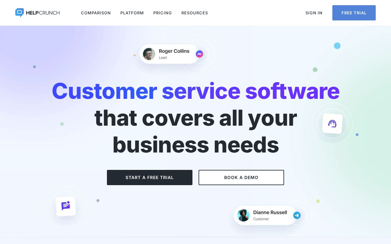 Screenshot of helpcrunch.com