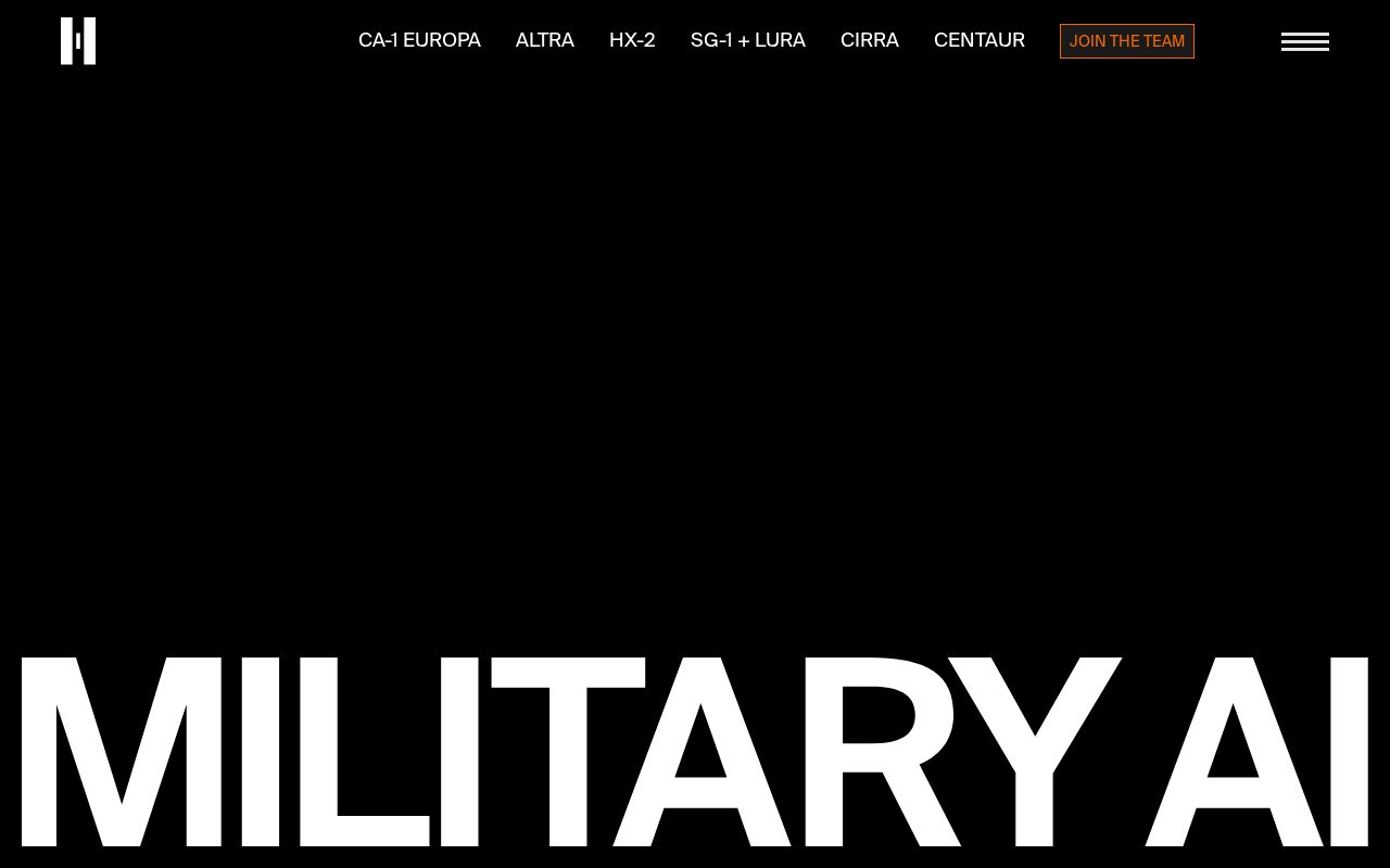 The helsing.ai homepage, first screen