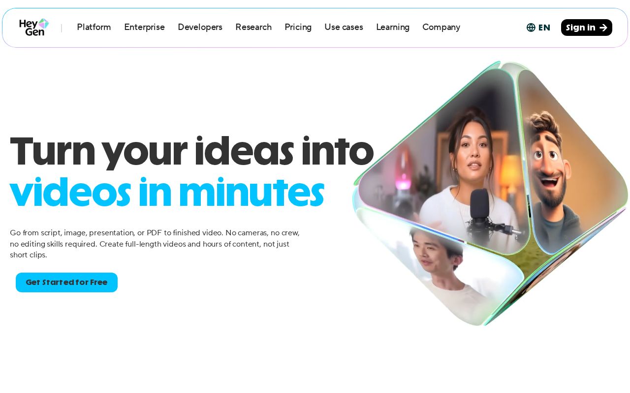 Screenshot of heygen.com