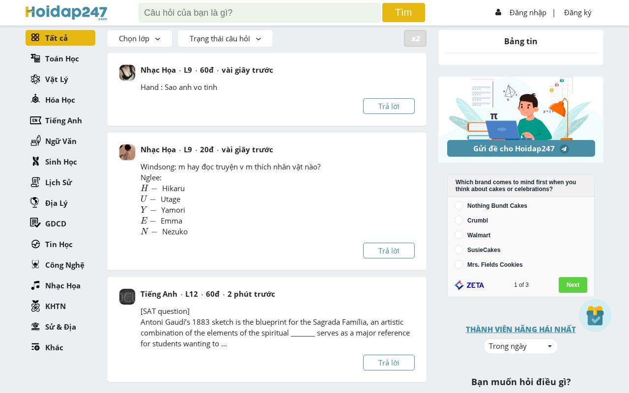 Screenshot of hoidap247.com