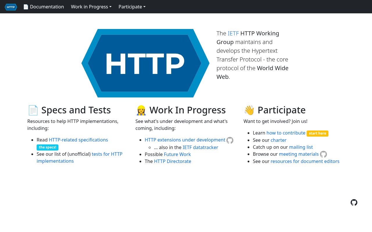Screenshot of httpwg.org