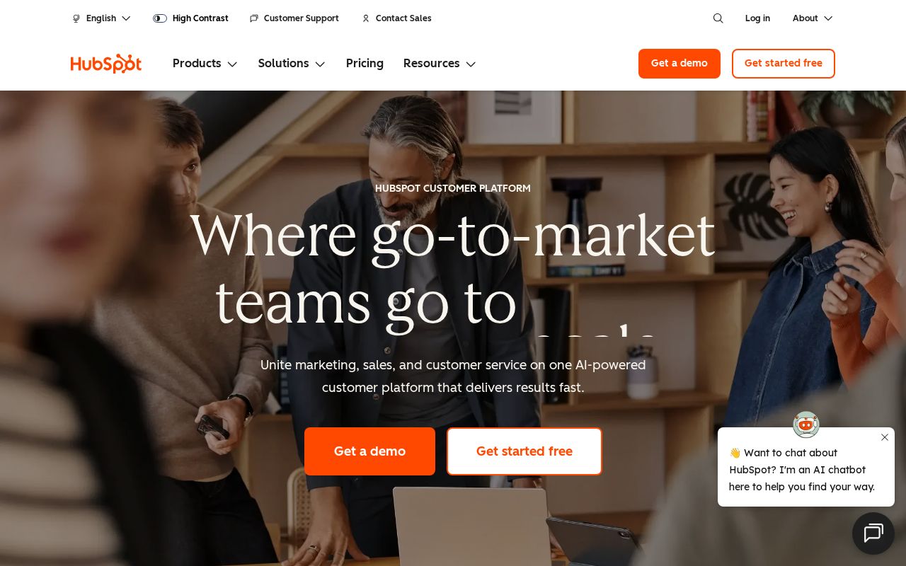 Screenshot of hubspot.com