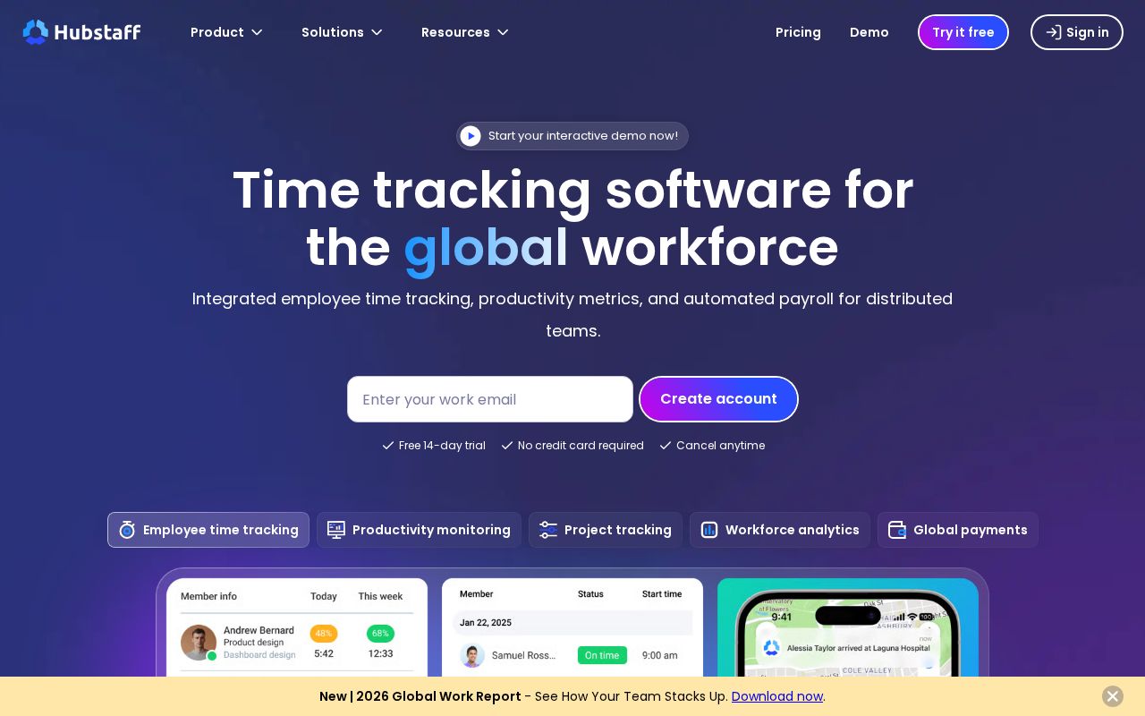Screenshot of hubstaff.com