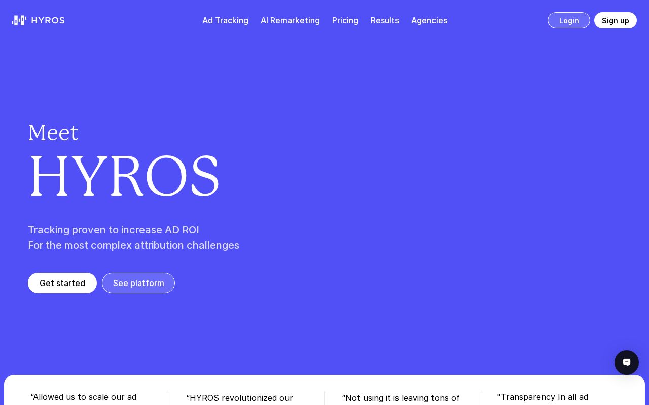 Screenshot of hyros.com
