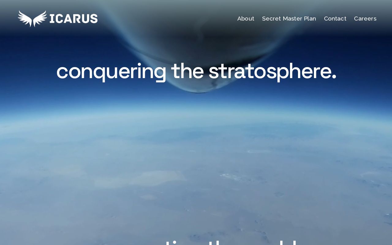 The icarus.one homepage, first screen