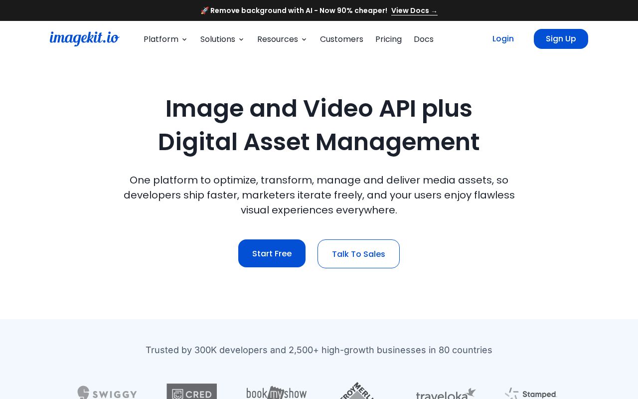 Screenshot of imagekit.io