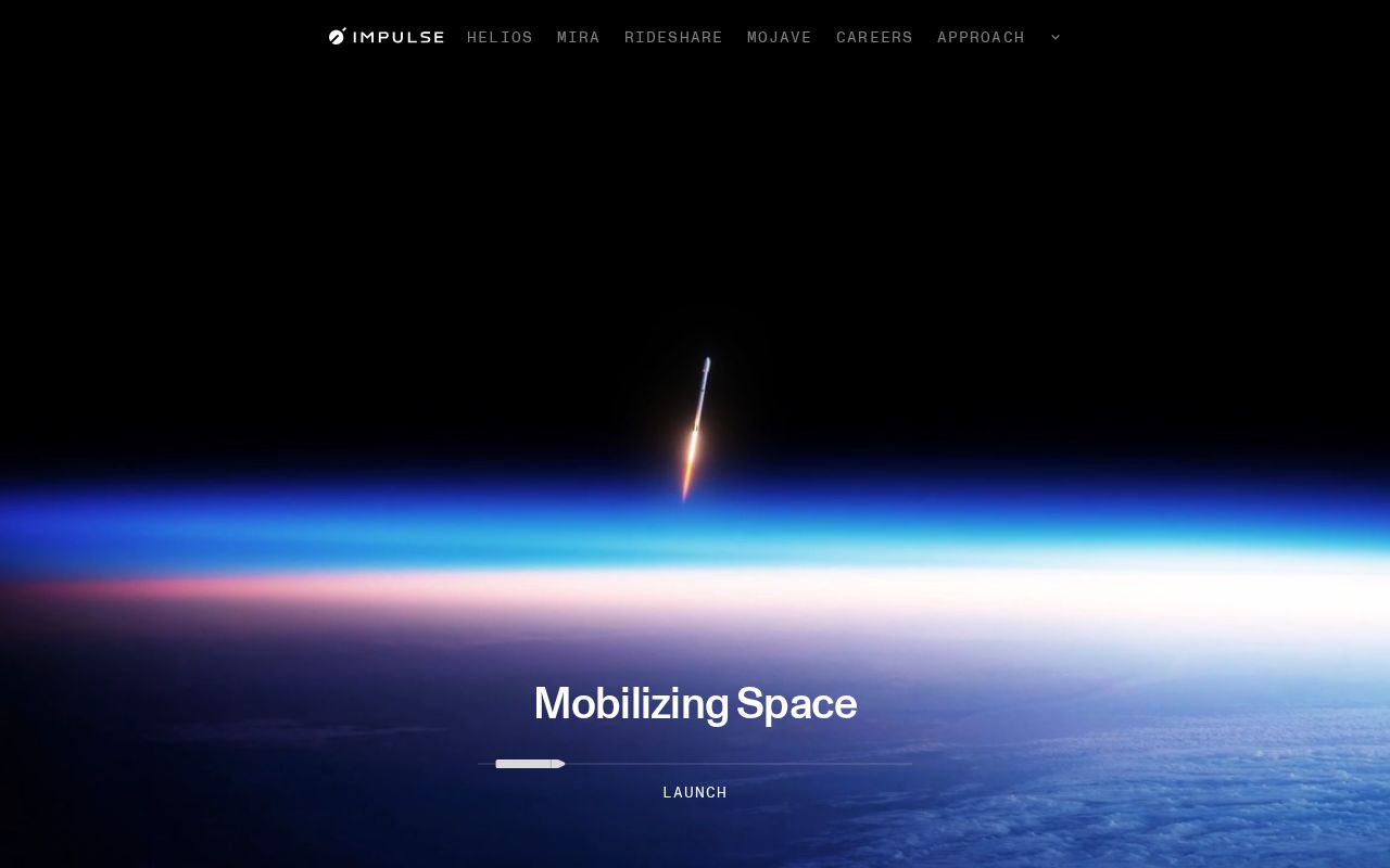 The impulsespace.com homepage, first screen