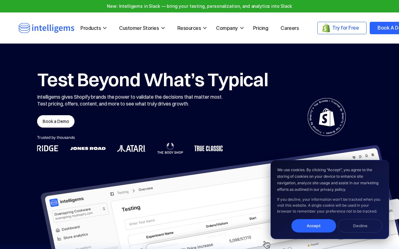 Screenshot of intelligems.io