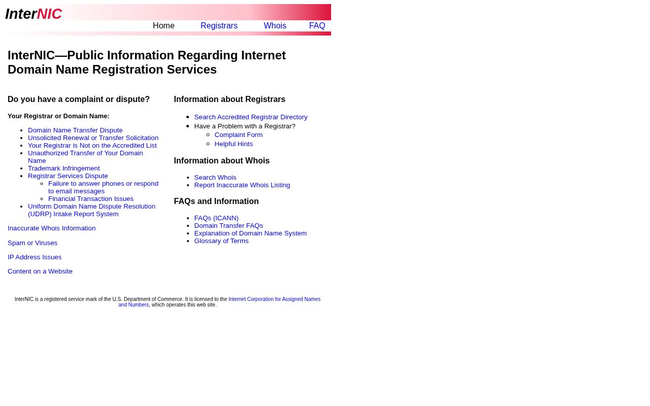 Screenshot of internic.net