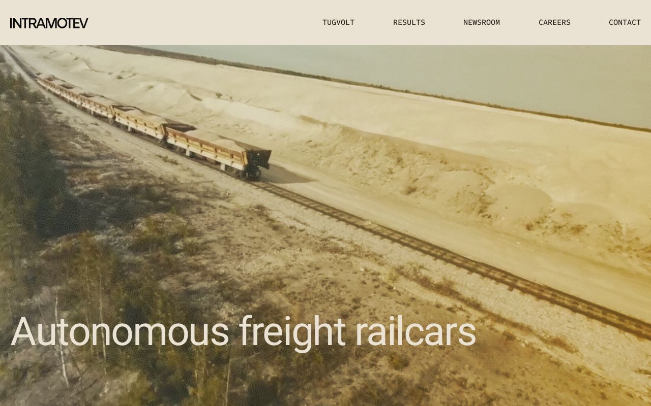 The intramotev.com homepage, first screen