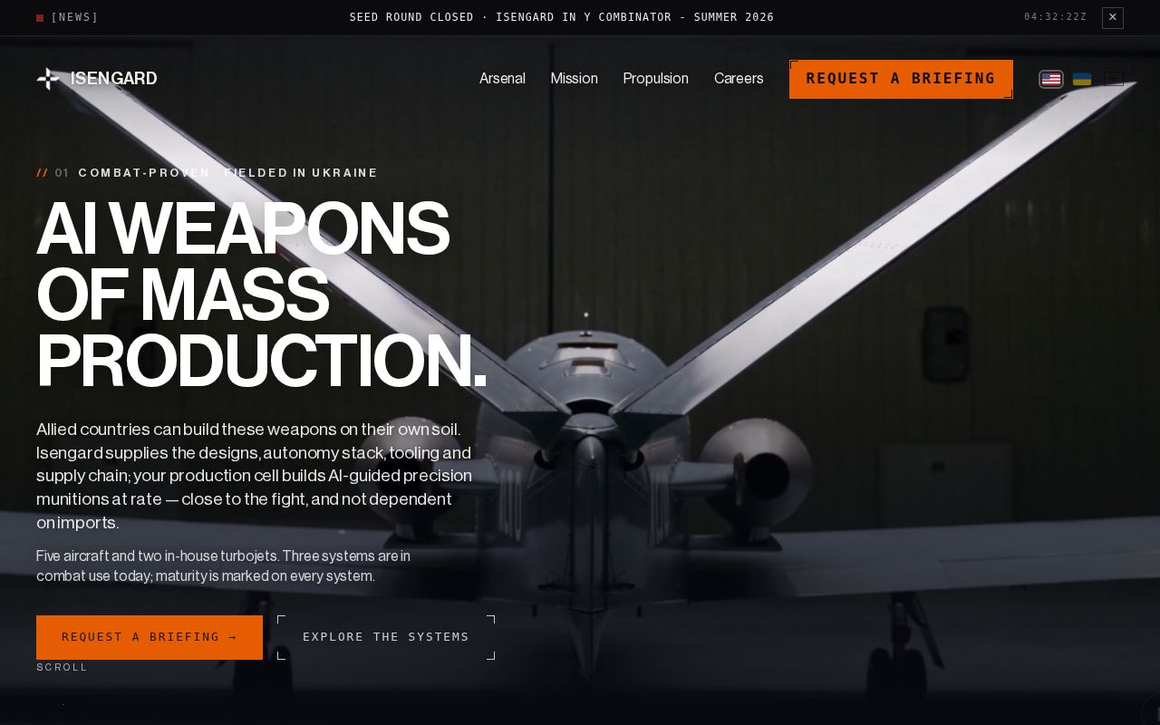 The isengardindustries.com homepage, first screen