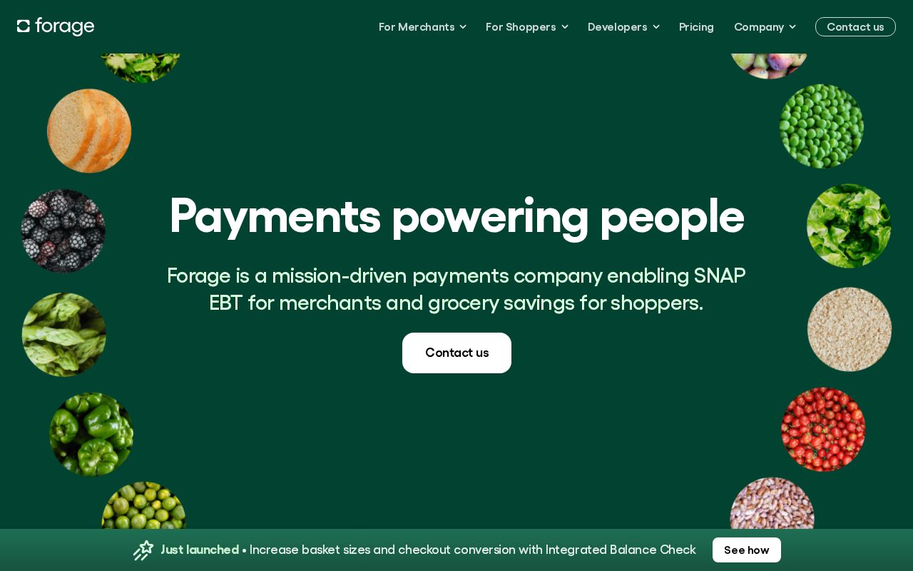 The joinforage.com homepage, first screen