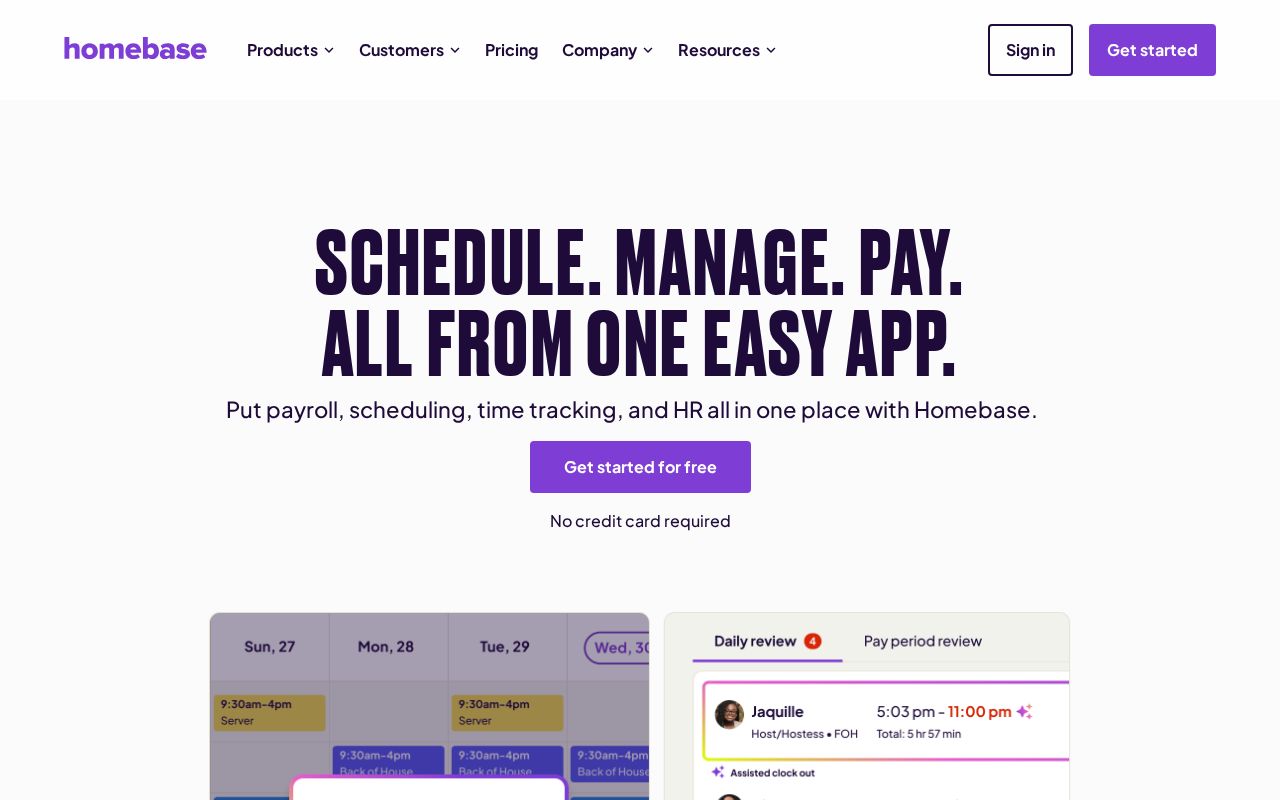 Screenshot of joinhomebase.com