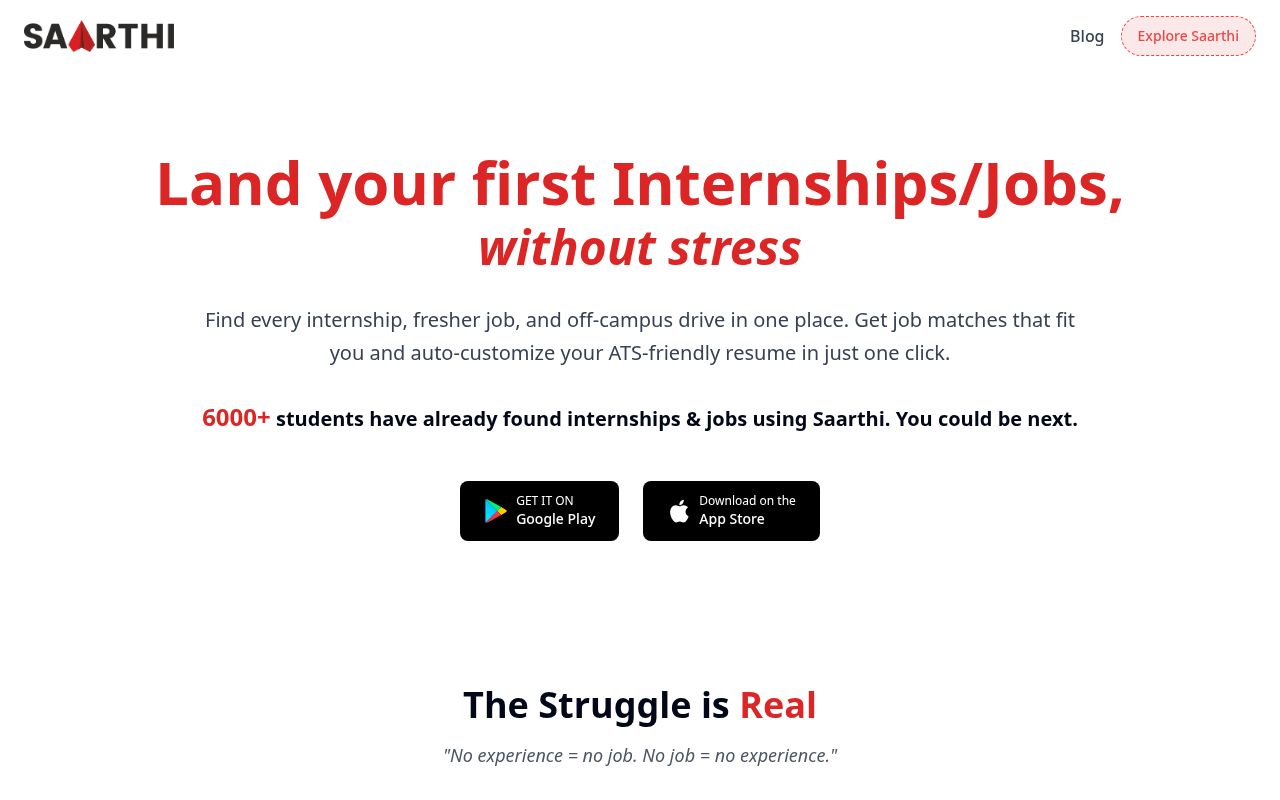 Screenshot of joinsaarthi.com