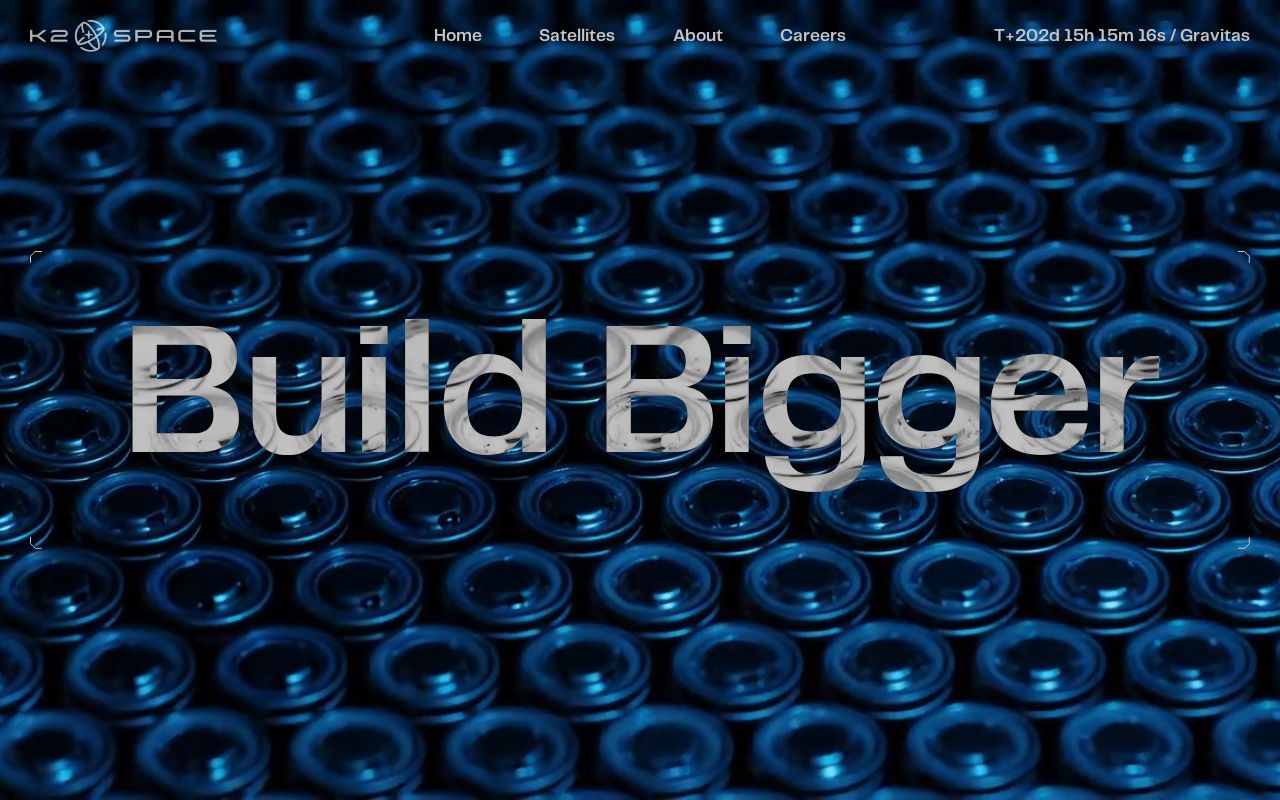 The k2space.com homepage, first screen