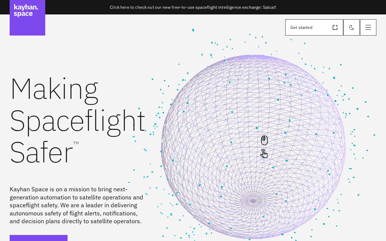 The kayhan.space homepage, first screen