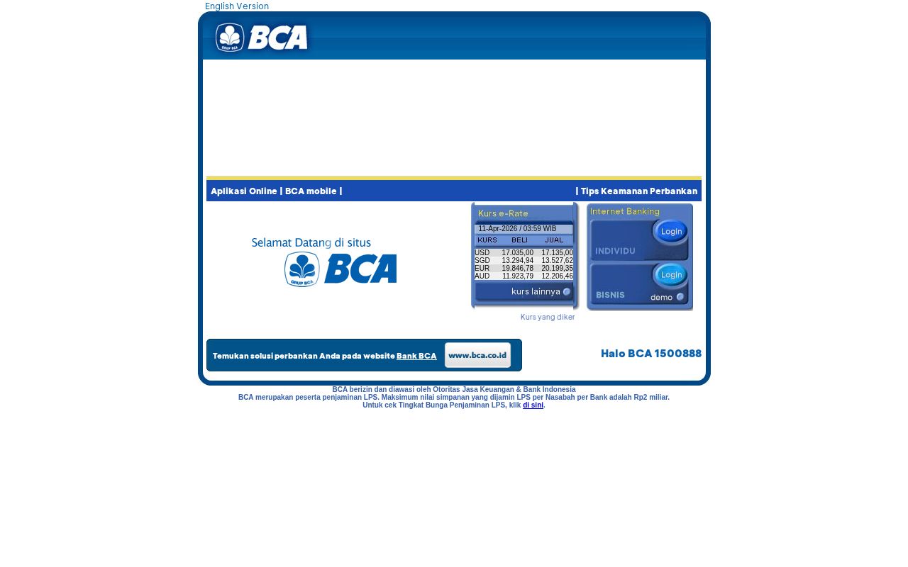 Screenshot of klikbca.com