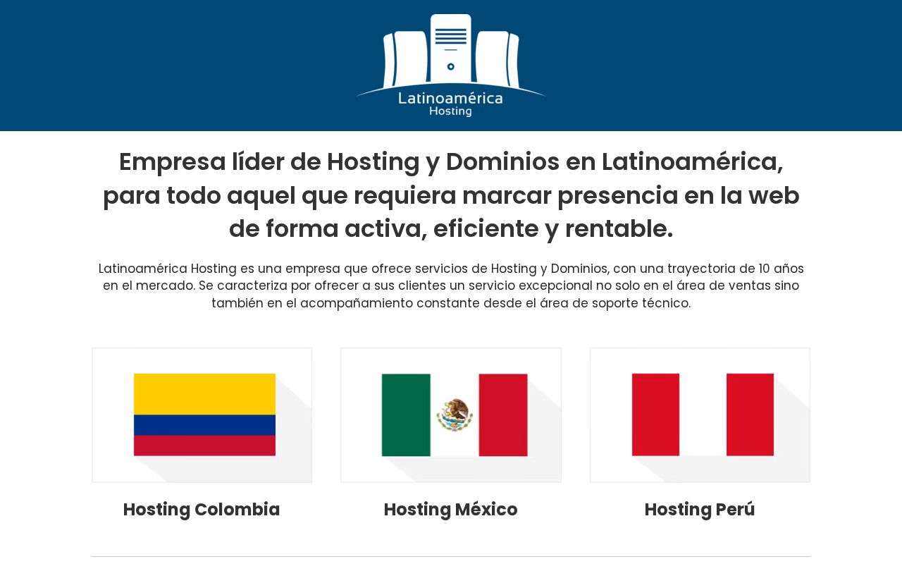 Screenshot of latinoamericahosting.com