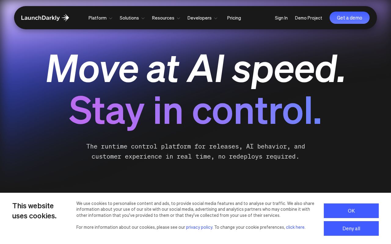 Screenshot of launchdarkly.com