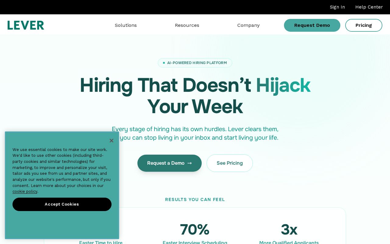 Screenshot of lever.co