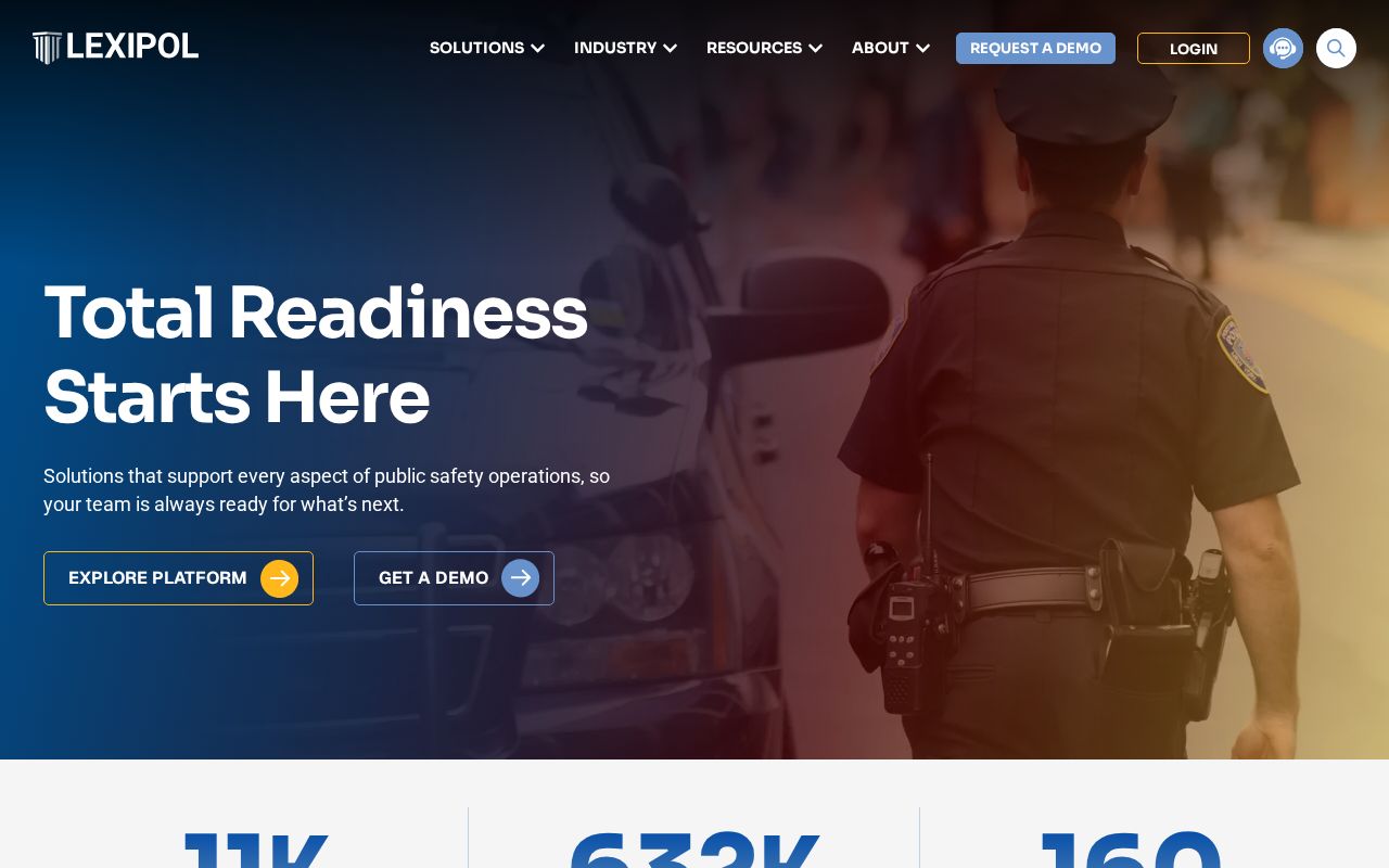 The lexipol.com homepage, first screen