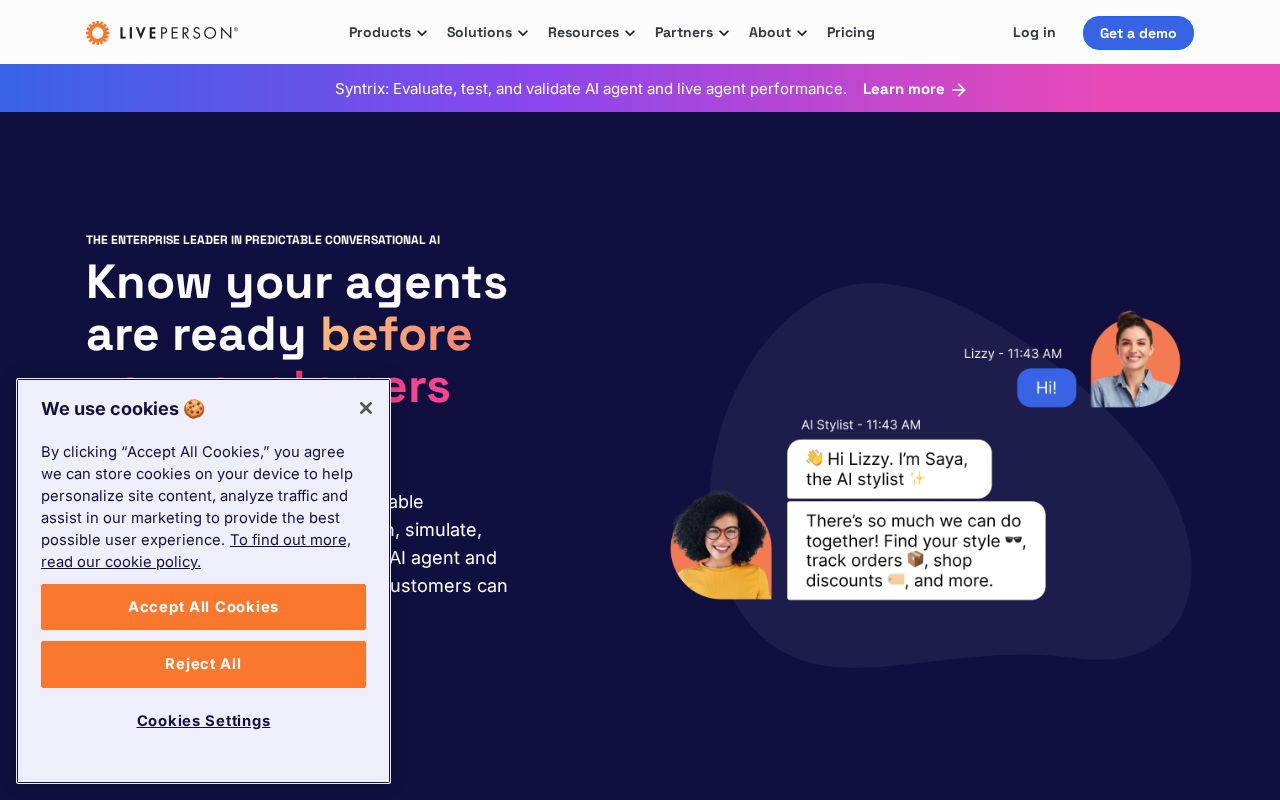 Screenshot of liveperson.com