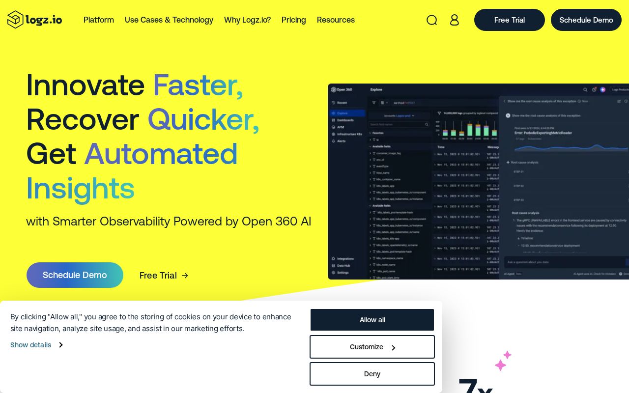 Screenshot of logz.io