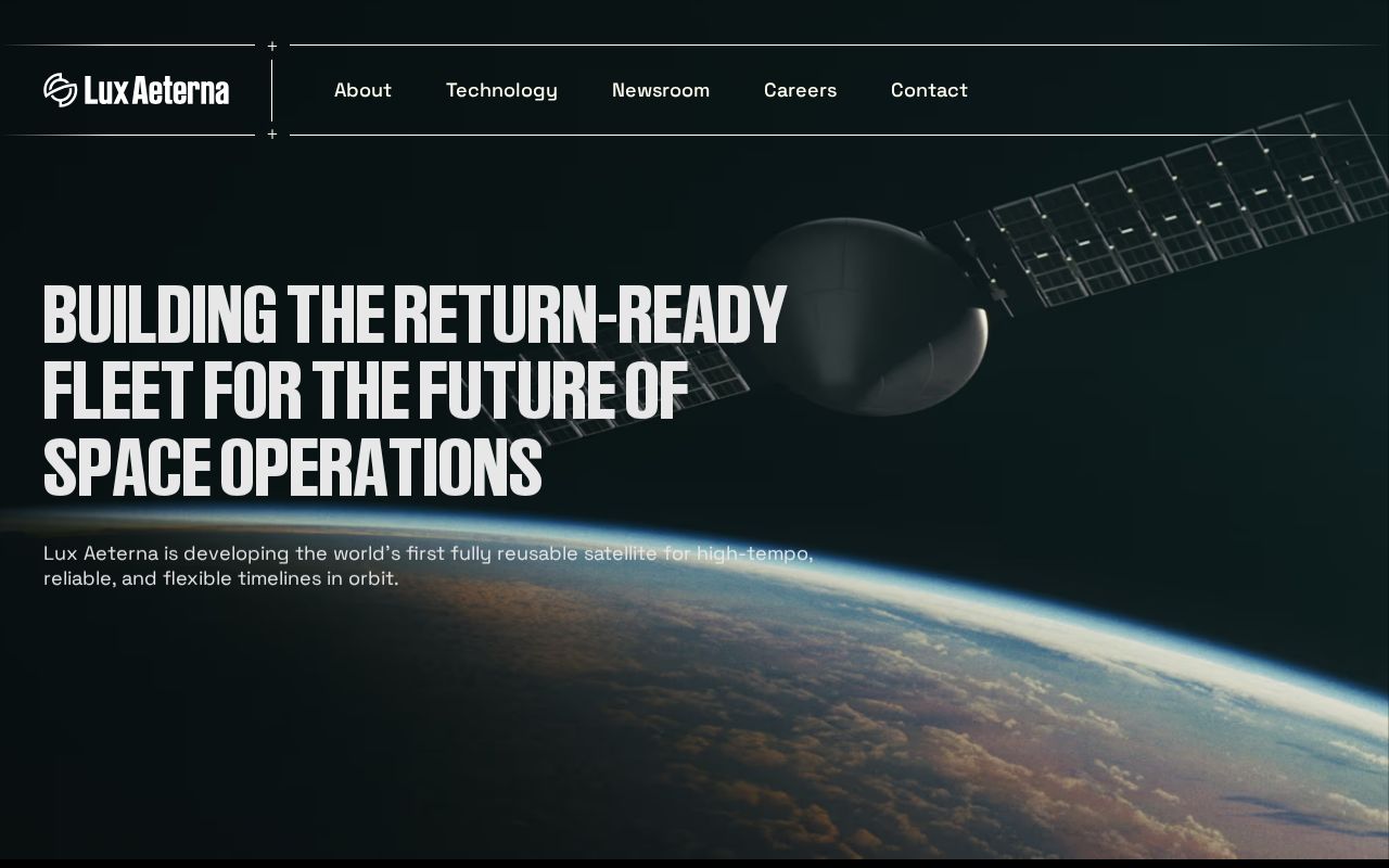 The luxaeterna.com homepage, first screen
