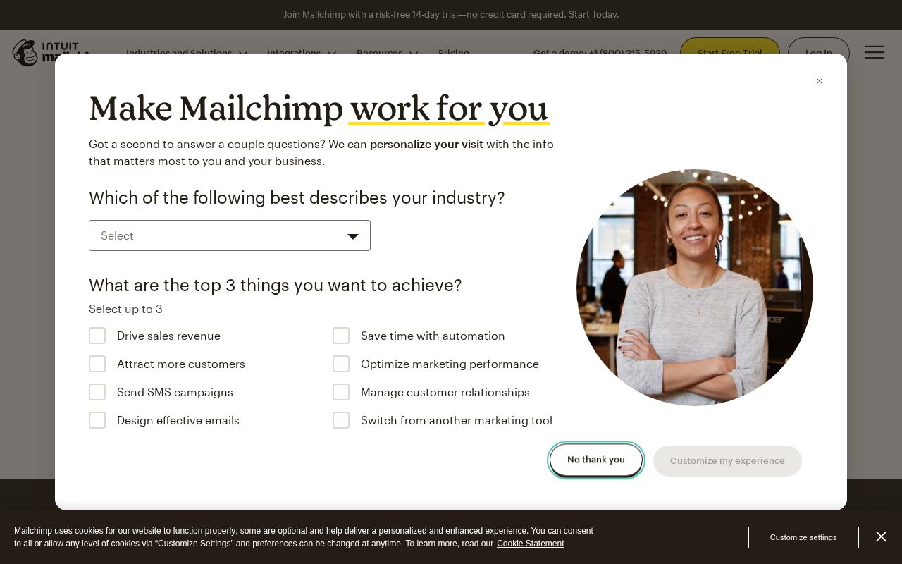 Screenshot of mailchimp.com