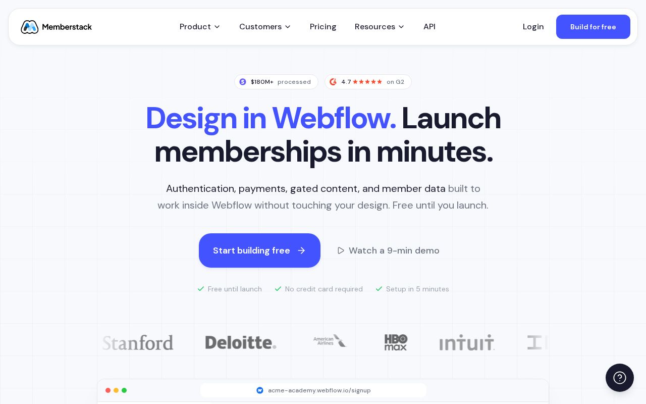 Screenshot of memberstack.com