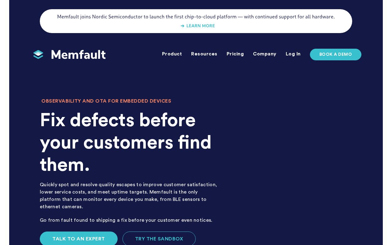 Screenshot of memfault.com