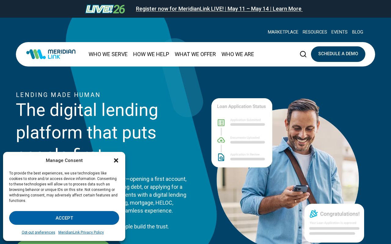 Screenshot of meridianlink.com