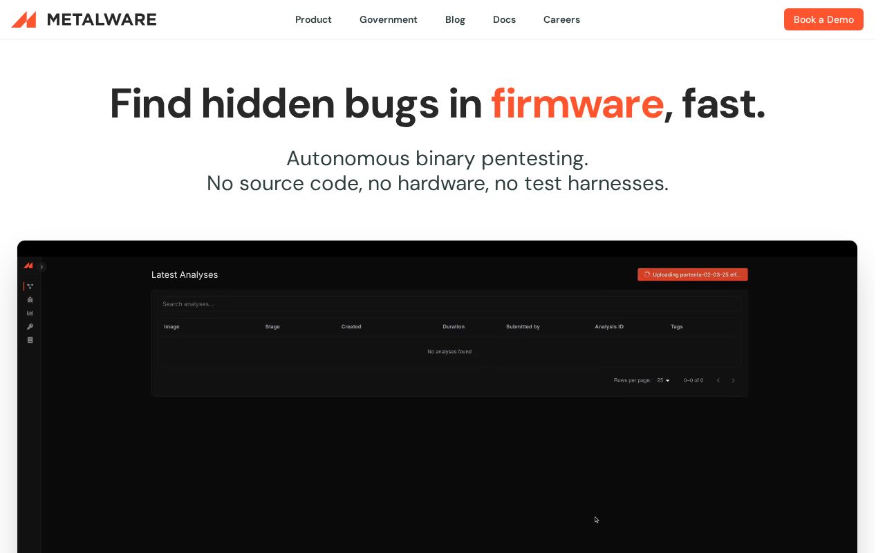 The metalware.com homepage, first screen