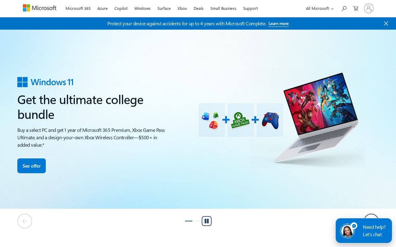 Screenshot of microsoft.com