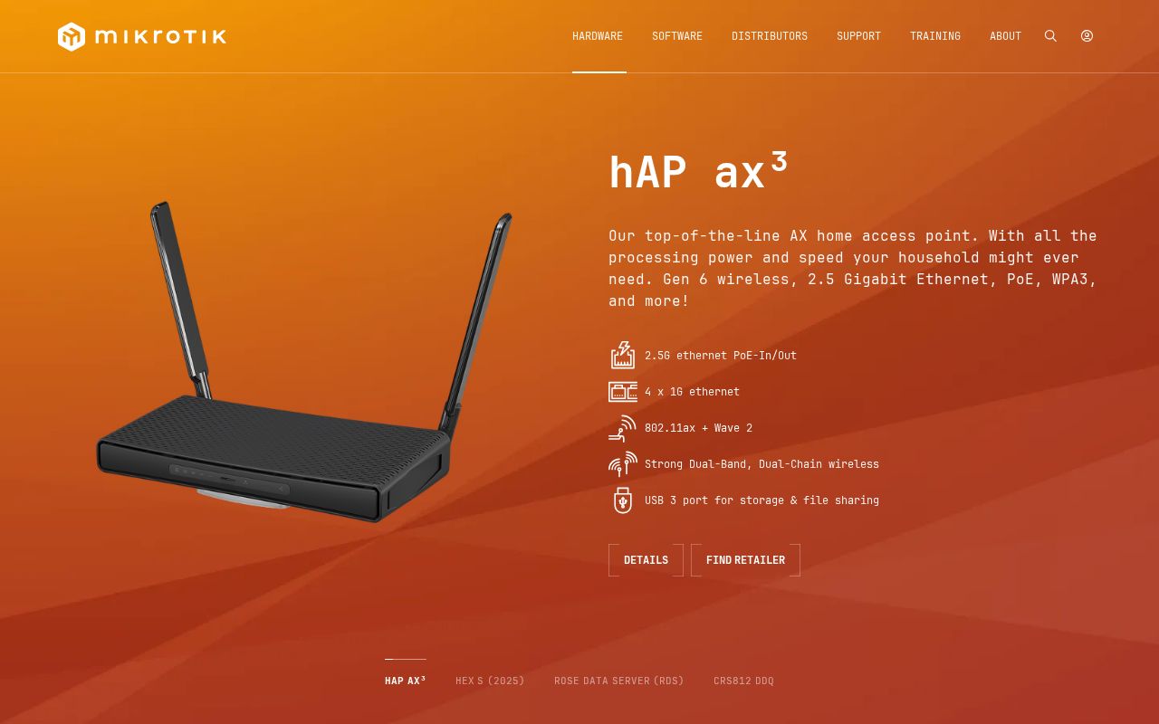 Screenshot of mikrotik.com